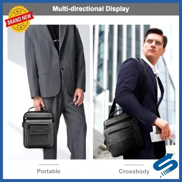 Leather Crossbody Messenger Bag Travel Satchel Shoulder Bag Men's Organizer